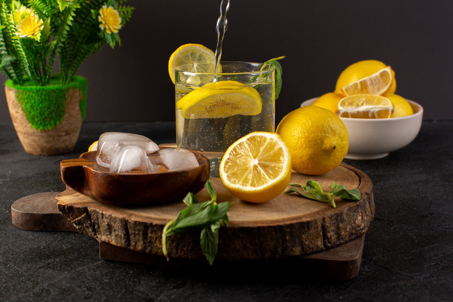 a lemons and a glass of water
